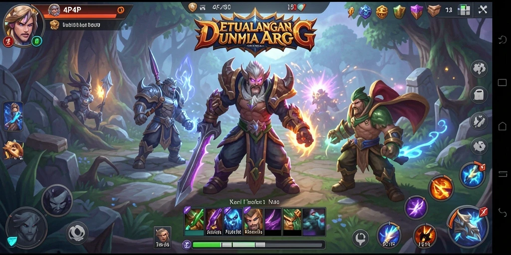 Screenshot gameplay 4P4P menampilkan pertempuran epik yang mendebarkan.