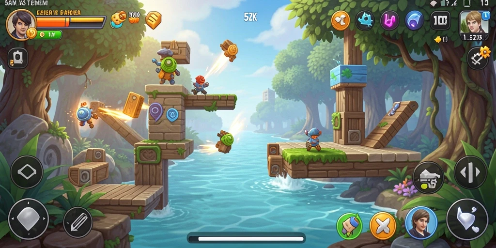 Gameplay 5ZK yang cerah dan menantang di setiap level.