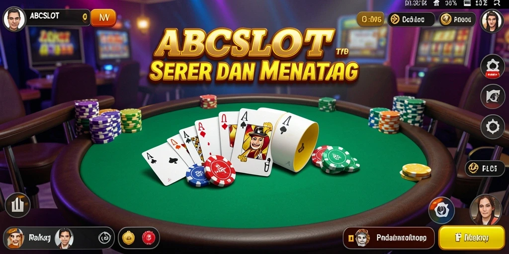 Tampilan gameplay seru di ABCSLOT dengan pemain poker yang bersaing.