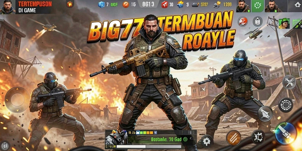 Screenshot gameplay BIG77 yang menunjukkan aksi pertarungan Battle Royale.