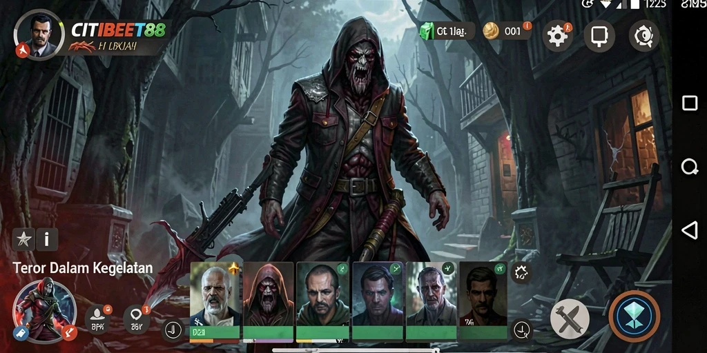 Gameplay CITIBET88 dengan suasana menyeramkan yang intens.