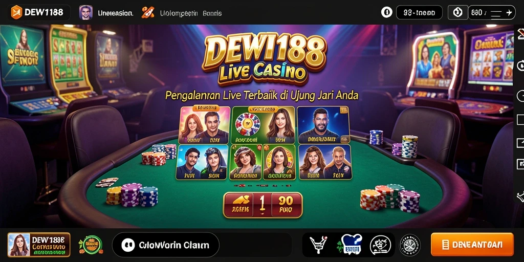 Screenshot DEWI188 menampilkan permainan Live Casino yang mendebarkan dengan dealer profesional.
