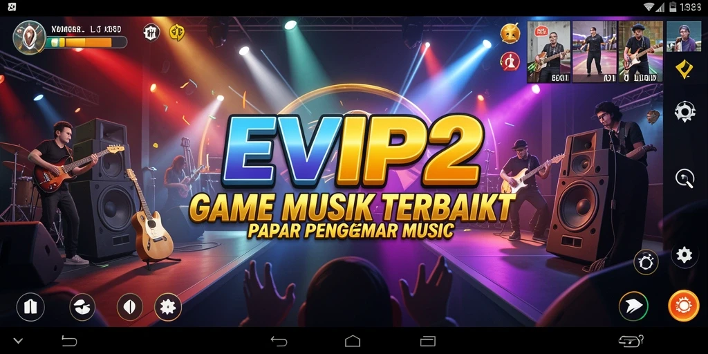 Tangkapan layar utama EVIP2 menampilkan gameplay musik yang interaktif dan menyenangkan.