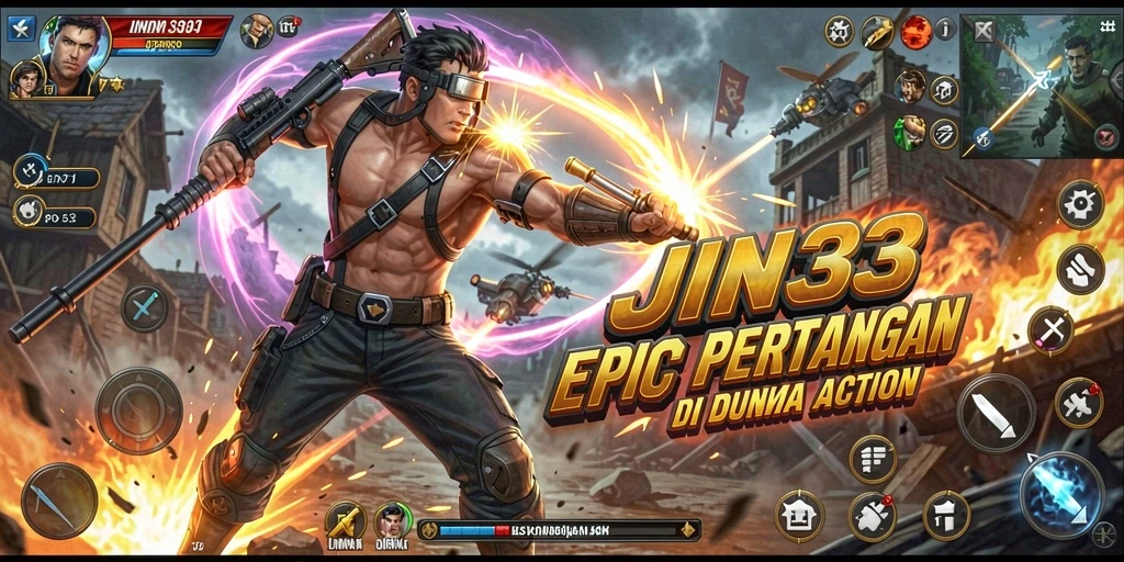 Tampilan screenshot utama JIN33 yang menunjukkan pertarungan epik.