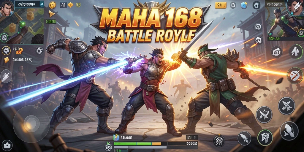 Gameplay seru dalam MAHA168, pertarungan epik di Battle Royale.