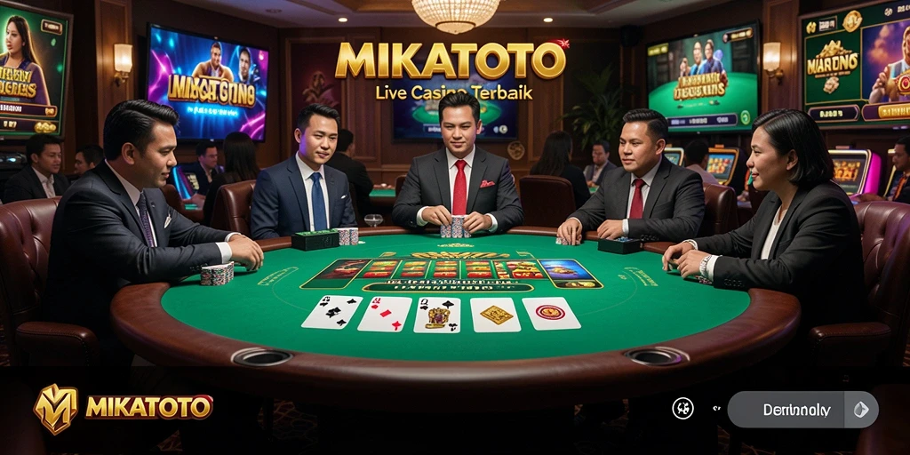 Screenshot MIKATOTO menampilkan dealer langsung dalam permainan Live Casino.