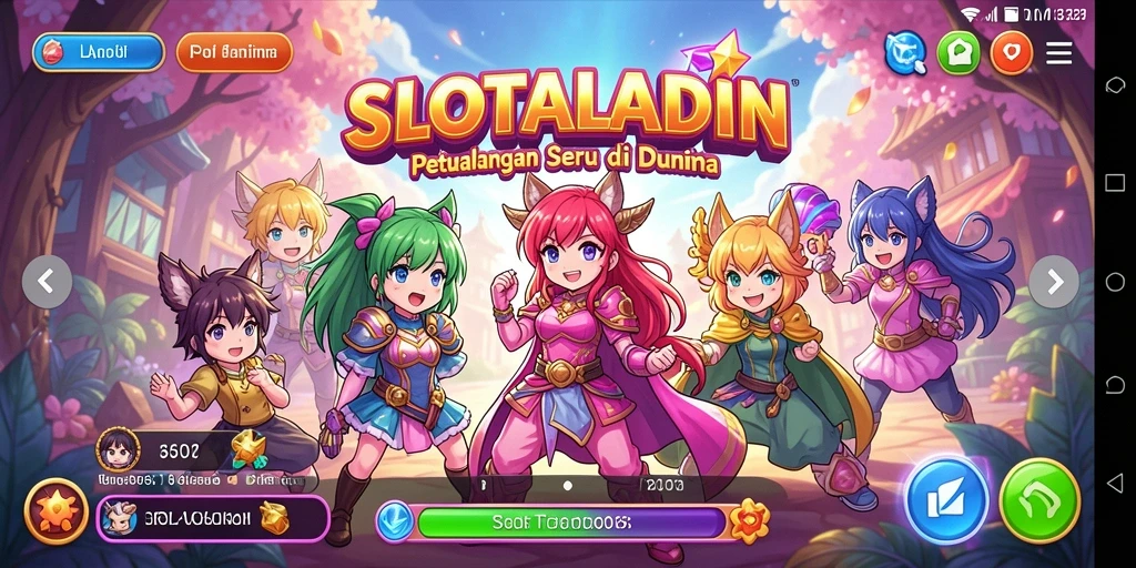 Tampilan gameplay menarik dari SLOTALADIN dengan karakter anime yang ikonik.