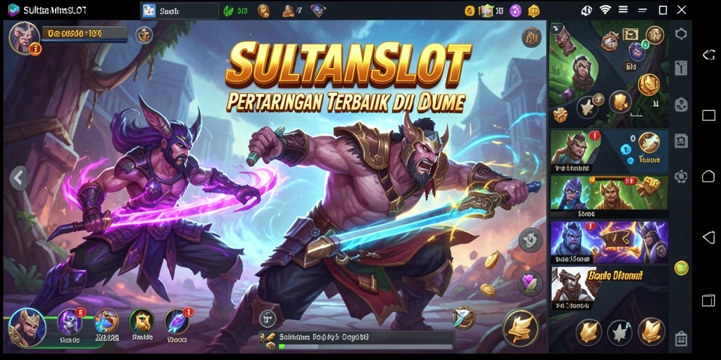 Gambar antarmuka gameplay seru di SULTANSLOT dengan aksi pertarungan intens.