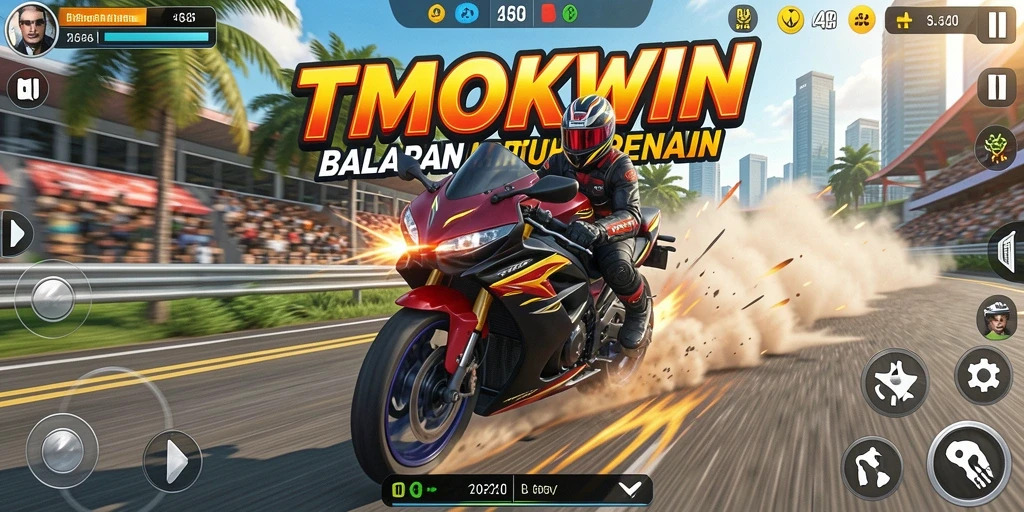Gameplay seru di trek balap motor TMOKWIN.
