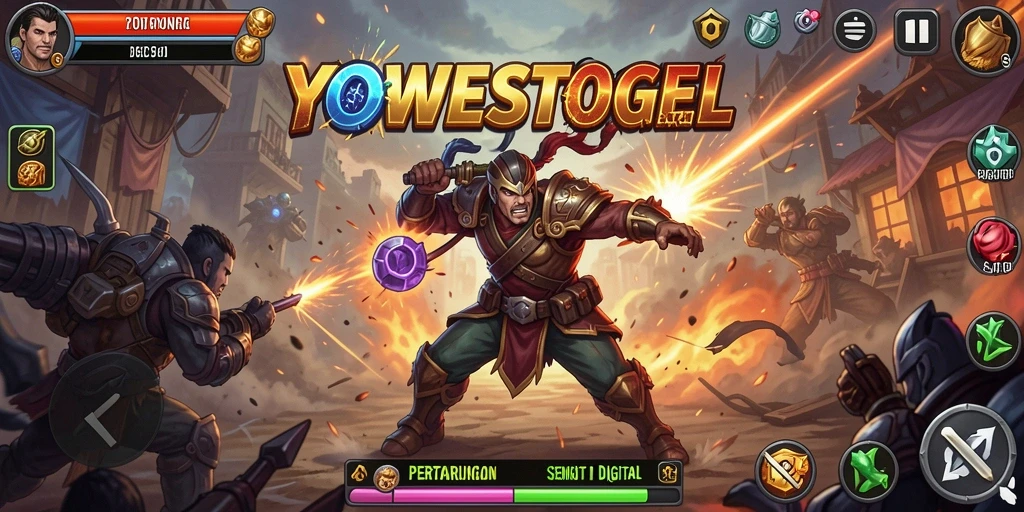 Screenshot gameplay YOWESTOGEL menampilkan aksi pertarungan yang mendebarkan.