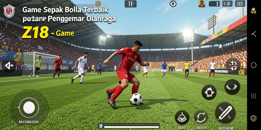 Screenshot Z18 menampilkan aksi menegangkan dalam pertandingan sepak bola.